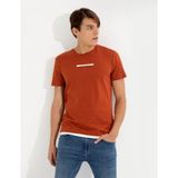 Pierre Cardin Erkek Kahverengi Slim Fit Bisiklet Yaka Tişört 50258441-VR182 - Bakır - XXL