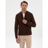 Pierre Cardin Erkek Kahverengi Slim Fit Fermuarlı Triko Hırka 50317341-VR029