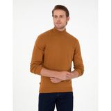 Pierre Cardin Erkek Kahverengi Slim Fit Yarım Balıkçı Yaka Basic Triko Kazak 50296548-VR163 - 2XL
