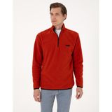 Pierre Cardin Erkek Kiremit Regular Fit Yarım Fermuarlı Polar Sweatshirt 50314056-VR040 - XL