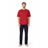 Pierre Cardin Erkek Kısa Kollu Bisiklet Yaka Oversize Penye Pijama Takımı, Bordo, S