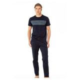 Pierre Cardin Erkek Kısa Kollu Bisiklet Yaka Penye Pijama Takımı, Lacivert, M