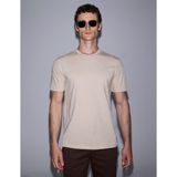 Pierre Cardin Erkek Koyu Bej Regular Fit %100 Pamuk Bisiklet Yaka Tişört 50327872-VR088 - 4XL