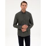 Pierre Cardin Erkek Koyu Haki Regular Fit Uzun Kollu Gömlek 50311380-VR111