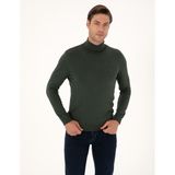 Pierre Cardin Erkek Koyu Haki Slim Fit Balıkçı Yaka Basic Triko Kazak 50314202-VR111