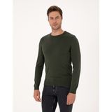 Pierre Cardin Erkek Koyu Haki Slim Fit Bisiklet Yaka Basic Triko Kazak 50315509-VR111 - XL