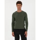 Pierre Cardin Erkek Koyu Haki Slim Fit Bisiklet Yaka Triko Kazak 50315584-VR111 - 3XL