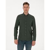 Pierre Cardin Erkek Koyu Haki Slim Fit Uzun Kollu Gömlek 50311562-VR111 - XL