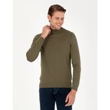 Pierre Cardin Erkek Koyu Haki Slim Fit Yarım Balıkçı Yaka Basic Triko Kazak 50296548-VR111 - XL