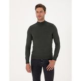 Pierre Cardin Erkek Koyu Haki Slim Fit Yarım Balıkçı Yaka Basic Triko Kazak 50314176-VR111 - XL