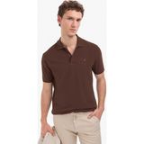 Pierre Cardin Erkek Koyu Kahverengi Regular Fit %100 Pamuk Kıvrılmaz Polo Yaka Basic Tişört 50325312-VR084 - XL