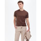 Pierre Cardin Erkek Koyu Kahverengi Regular Fit Basic Tişört 50321139-VR084 - XL