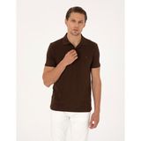 Pierre Cardin Erkek Koyu Kahverengi Slim Fit Basic Tişört 50325323-VR084