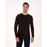 Pierre Cardin Erkek Koyu Kahverengi Slim Fit Bisiklet Yaka Basic Triko Kazak 50314192-VR084 - 2XL