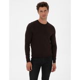 Pierre Cardin Erkek Koyu Kahverengi Slim Fit Bisiklet Yaka Rayon Triko Kazak 50315763-VR084