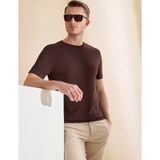 Pierre Cardin Erkek Koyu Kahverengi Slim Fit Bisiklet Yaka Triko Tişört 50320807-VR084