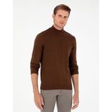 Pierre Cardin Erkek Koyu Kahverengi Slim Fit Yarım Balıkçı Yaka Basic Triko Kazak 50296548-VR084 - 2XL