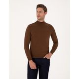 Pierre Cardin Erkek Koyu Kahverengi Slim Fit Yarım Balıkçı Yaka Basic Triko Kazak 50314176-VR084 - 2XL