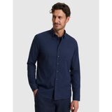 Pierre Cardin Erkek Koyu Lacivert %100 Pamuk Keten Görünümlü Slim Fit Uzun Kollu Gömlek 50325355-VR100 - 3XL