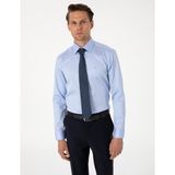 Pierre Cardin Erkek Koyu Mavi %100 Pamuk Parlak Saten Slim Fit Uzun Kollu Basic Gömlek 50305127-VR032
