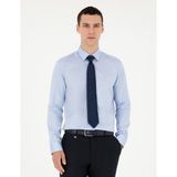 Pierre Cardin Erkek Koyu Mavi Parlak Saten Slim Fit Uzun Kollu Basic Gömlek 50286102-VR032 - 2XL