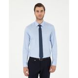 Pierre Cardin Erkek Koyu Mavi Parlak Saten Slim Fit Uzun Kollu Basic Gömlek 50292520-VR032