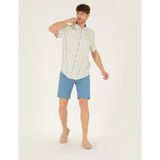 Pierre Cardin Erkek Koyu Mavi Slim Fit Keten Karışımlı Beli Lastikli Bermuda Şort 50264863-VR032 - 29