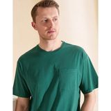 Pierre Cardin Erkek Koyu Yeşil Comfort Fit %100 Pamuk Bisiklet Yaka Basic Tişört 50325300-VR079 - XL