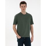 Pierre Cardin Erkek Koyu Yeşil Comfort Fit Basic Tişört 50306991-VR079