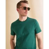 Pierre Cardin Erkek Koyu Yeşil Slim Fit %100 Pamuk Bisiklet Yaka Basic Tişört 50325307-VR079 - 3XL