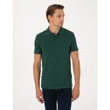Pierre Cardin Erkek Koyu Yeşil Slim Fit %100 Pamuk Kıvrılmaz Düğmeli Polo Yaka Basic Tişört 50325323-VR079 - 4XL