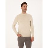 Pierre Cardin Erkek Krem Melanj Slim Fit Çeyrek Yaka Basic Triko Kazak 50314188-VR159 - XL