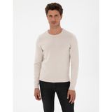Pierre Cardin Erkek Krem Slim Fit Bisiklet Yaka Basic Triko Kazak 50315509-VR071 - 2XL
