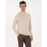 Pierre Cardin Erkek Krem Slim Fit Yarım Balıkçı Yaka Triko Kazak 50317520-VR071 - 3XL