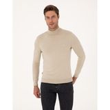 Pierre Cardin Erkek Kum Melanj Slim Fit Balıkçı Yaka Basic Triko Kazak 50314202-VR123 - 2XL