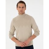 Pierre Cardin Erkek Kum Melanj Slim Fit Balıkçı Yaka Triko Kazak 50300507-VR123