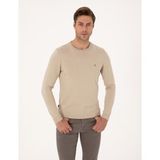 Pierre Cardin Erkek Kum Melanj Slim Fit Bisiklet Yaka Basic Triko Kazak 50314192-VR123