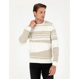 Pierre Cardin Erkek Kum Melanj Slim Fit Bisiklet Yaka Yün Karışımlı Triko Kazak 50296418-VR123 - 3XL