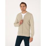 Pierre Cardin Erkek Kum Melanj Slim Fit Fermuarlı Triko Hırka 50317333-VR123