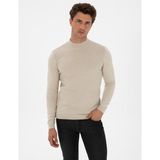Pierre Cardin Erkek Kum Melanj Slim Fit Yarım Balıkçı Yaka Triko Kazak 50318128-VR123 - 2XL