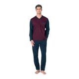 PIERRE CARDIN Erkek Kuzun Kollu V Yaka Pijama Takım 6110-BORDO-M