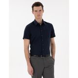 Pierre Cardin Erkek Lacivert Basic Regular Fit Kısa Kollu Cepli Gömlek 50307003-VR033 - XL