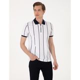 Pierre Cardin Erkek Lacivert Çizgi Detaylı Slim Fit Polo Yaka Tişört 50307519-VR033