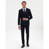 Pierre Cardin Erkek Lacivert Ex. Slim Fit Çizgili Kruvaze Takım Elbise 50316758-VR033 - 6 Drop - 56