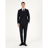 Pierre Cardin Erkek Lacivert Ex. Slim Fit Çizgili Kruvaze Yün Karışımlı Takım Elbise 50293422-VR033 - 6 Drop - 46