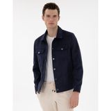 Pierre Cardin Erkek Lacivert Gömlek Yaka Suni Deri Ceket 50312346-200 - 54 - Dropsuz