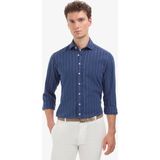 Pierre Cardin Erkek Lacivert Keten Karışımlı Regular Fit Çizgili Uzun Kollu Gömlek 50325330-VR033 - 2XL