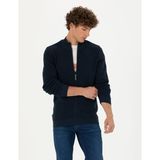Pierre Cardin Erkek Lacivert Melanj Slim Fit Fermuarlı Triko Hırka 50278100-VR120
