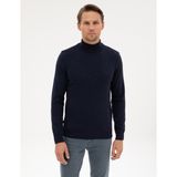 Pierre Cardin Erkek Lacivert Melanj Slim Fit Yarım Balıkçı Yaka Basic Triko Kazak 50315457-VR120 - XL