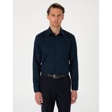Pierre Cardin Erkek Lacivert Parlak Saten Regular Fit Uzun Kollu Basic Gömlek 50302972-VR033 - XL